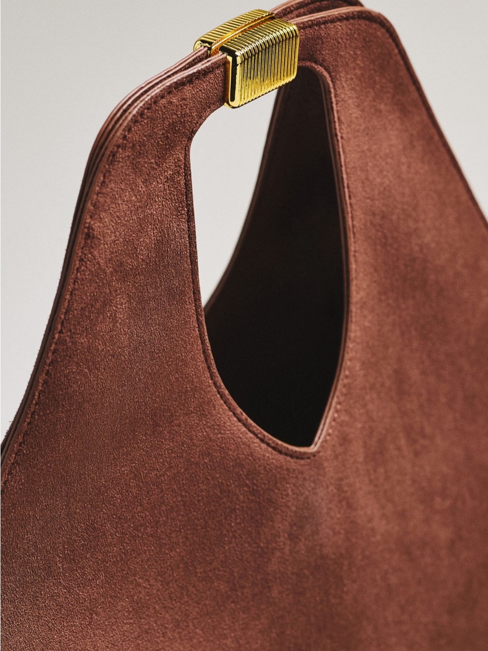 Anthropologie Faux-Suede Gilded Handle Tote Bag — Chocolate NWT - Picture 3 of 13